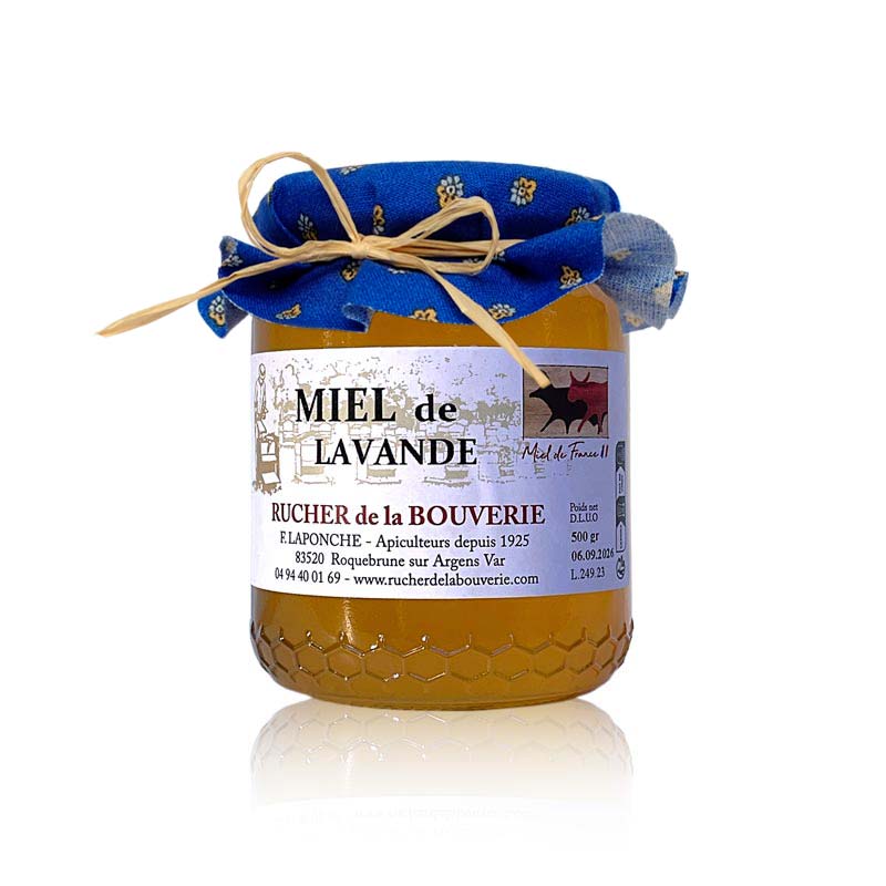 Lavendelhonig 500 g mit Stoffdekor blau