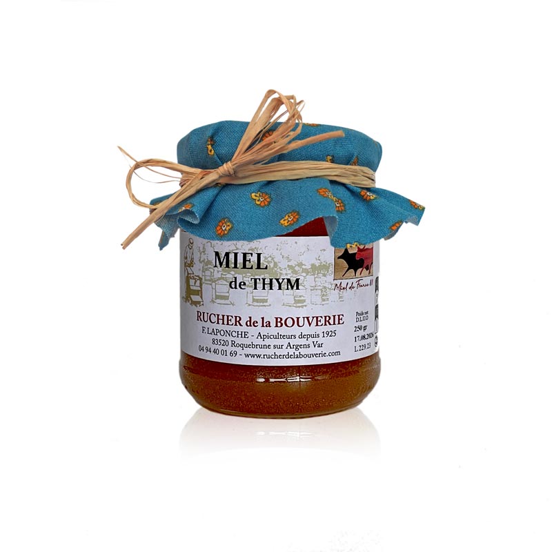 Thymianhonig 250 g mit Stoffdekor türkis