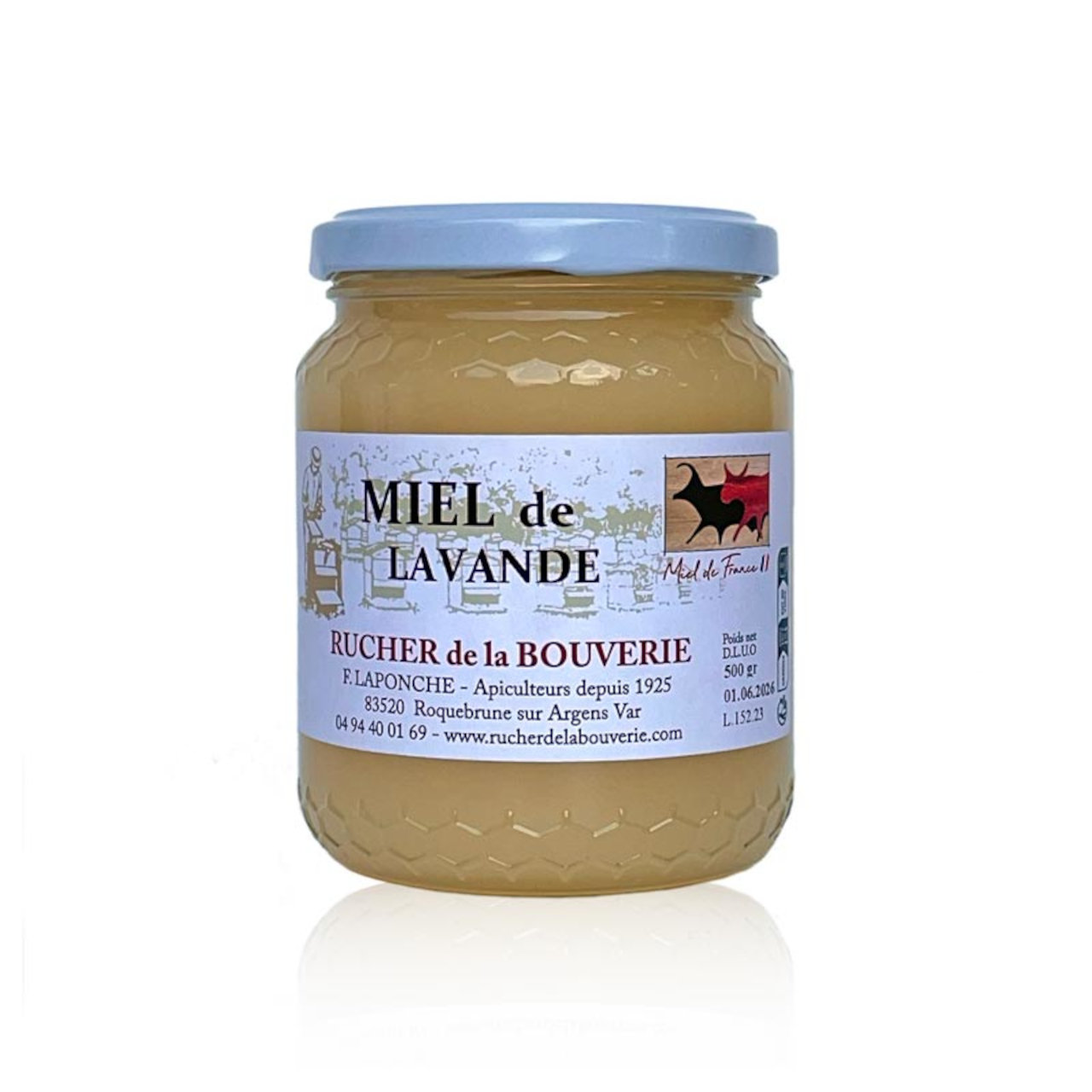 Lavendelhonig cremig, Rucher de la Bouverie, Vorderansicht