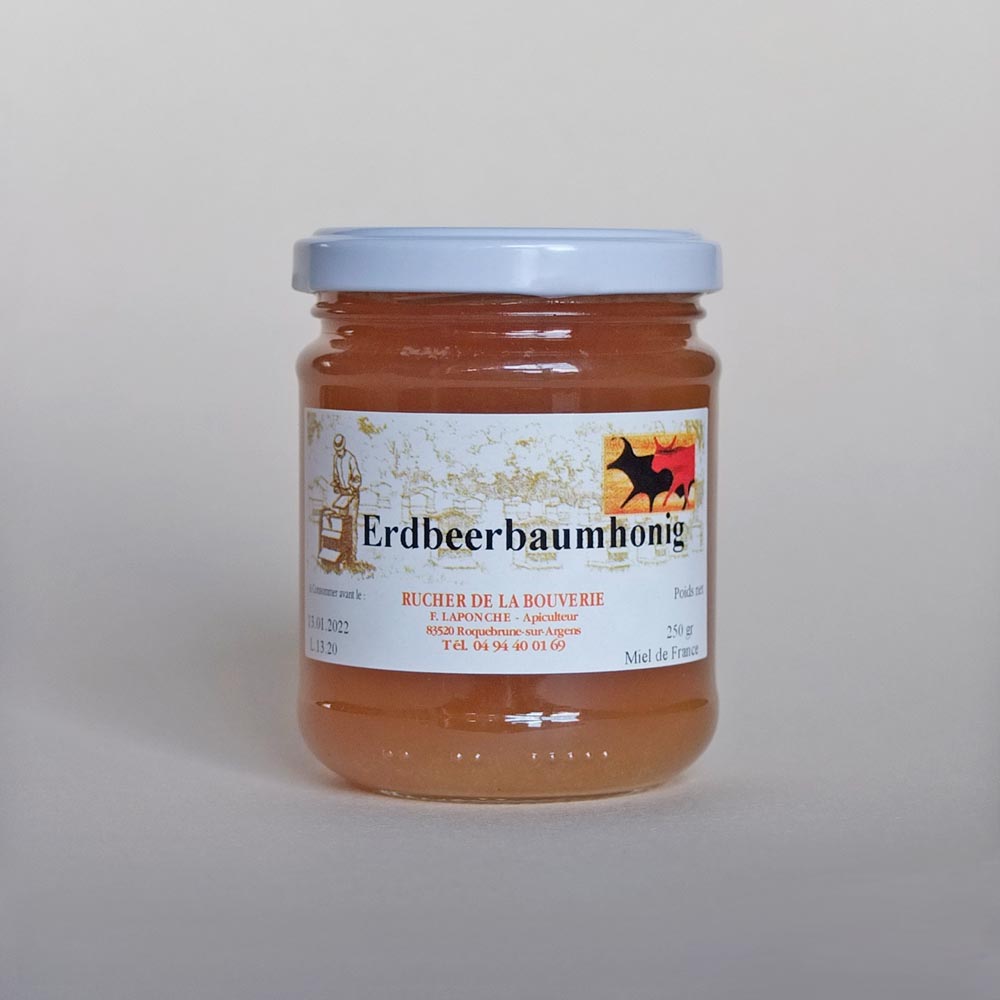 Erdbeerbaumhonig 250 g, Vorderseite