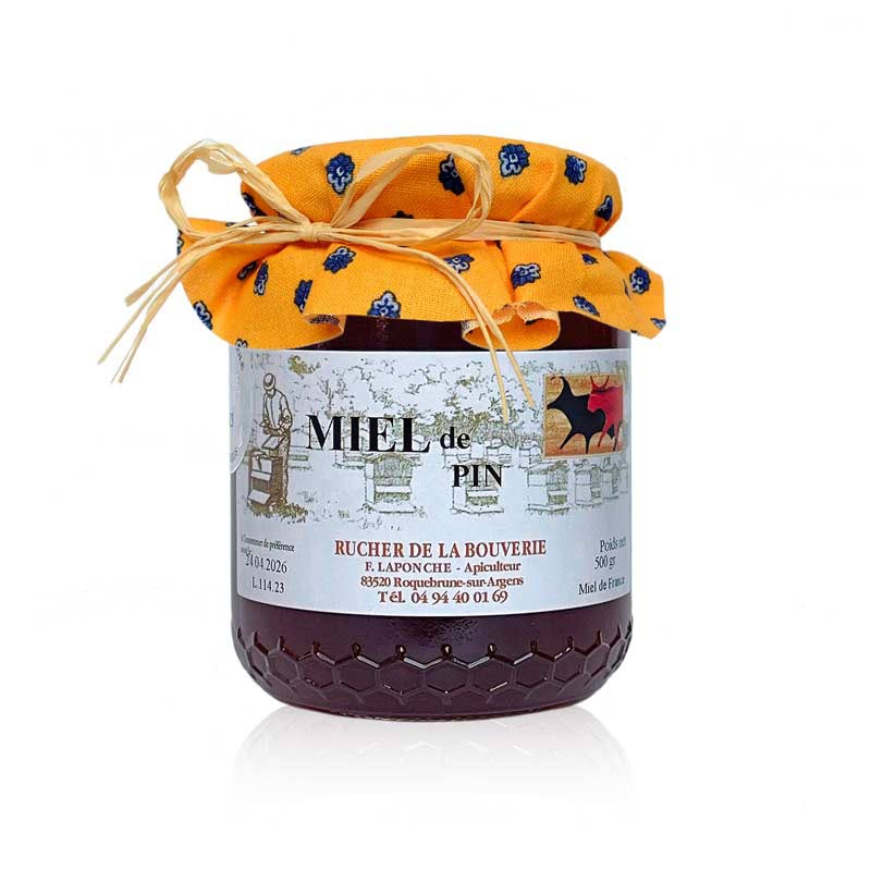 Pinienhonig 500 g mit Stoffdekor gelb