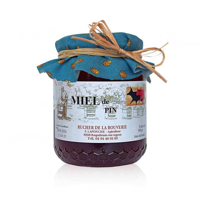 Pinienhonig 500 g mit Stoffdekor türkis