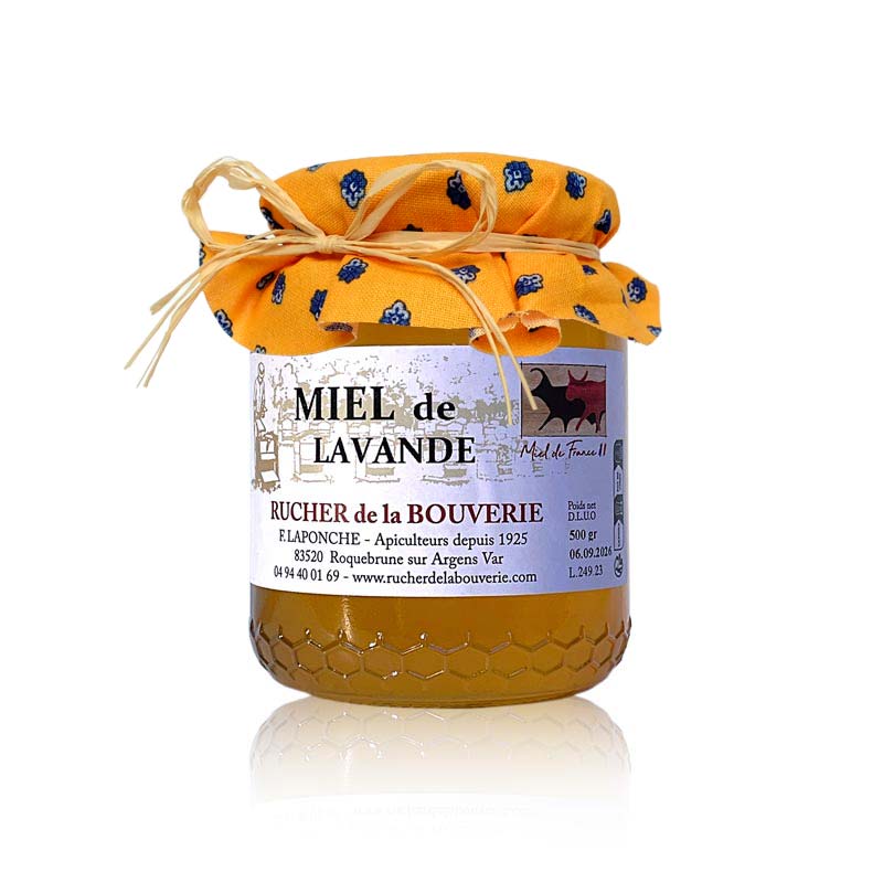 Lavendelhonig 500 g mit Stoffdekor gelb Lavendelhonig 500 g mit Stoffdekor gelb