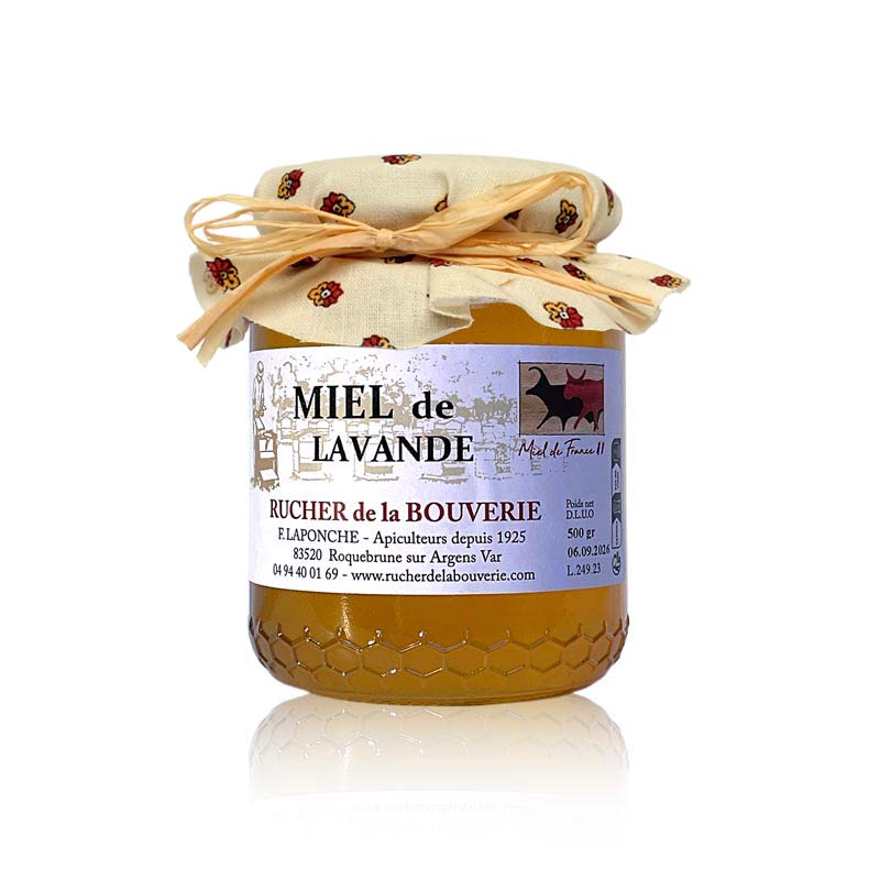 Lavendelhonig 500 g mit Stoffdekor weiß/rot