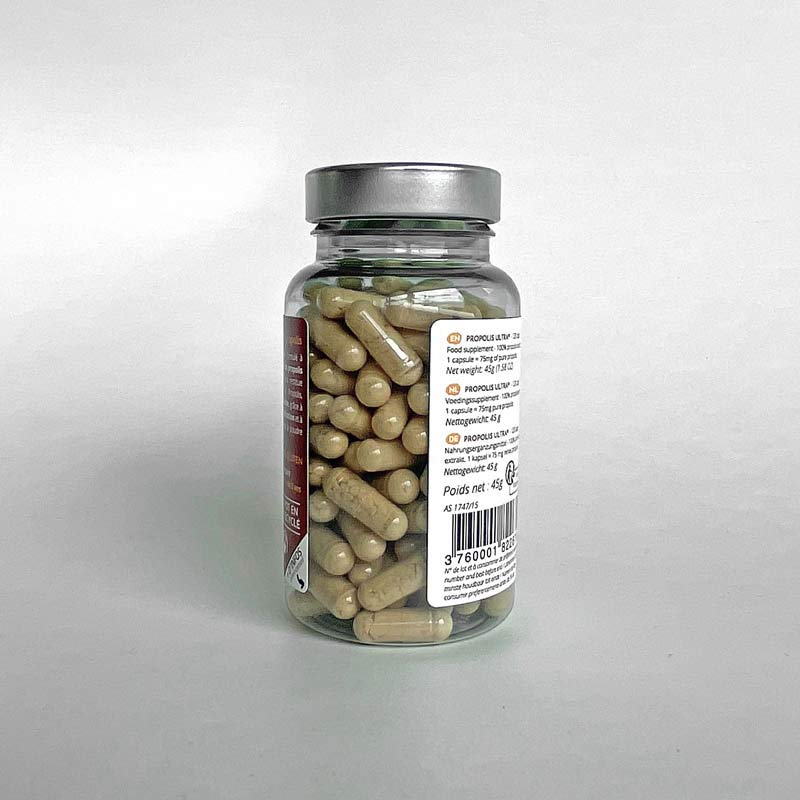 Propolis-Kapseln, Rückseite
